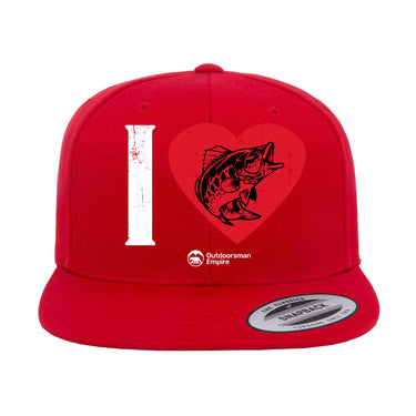 I Love Fishing Embroidered Flat Bill Cap